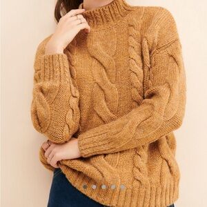Anthropologie Cable Knit Turtleneck Sweater - Tan
